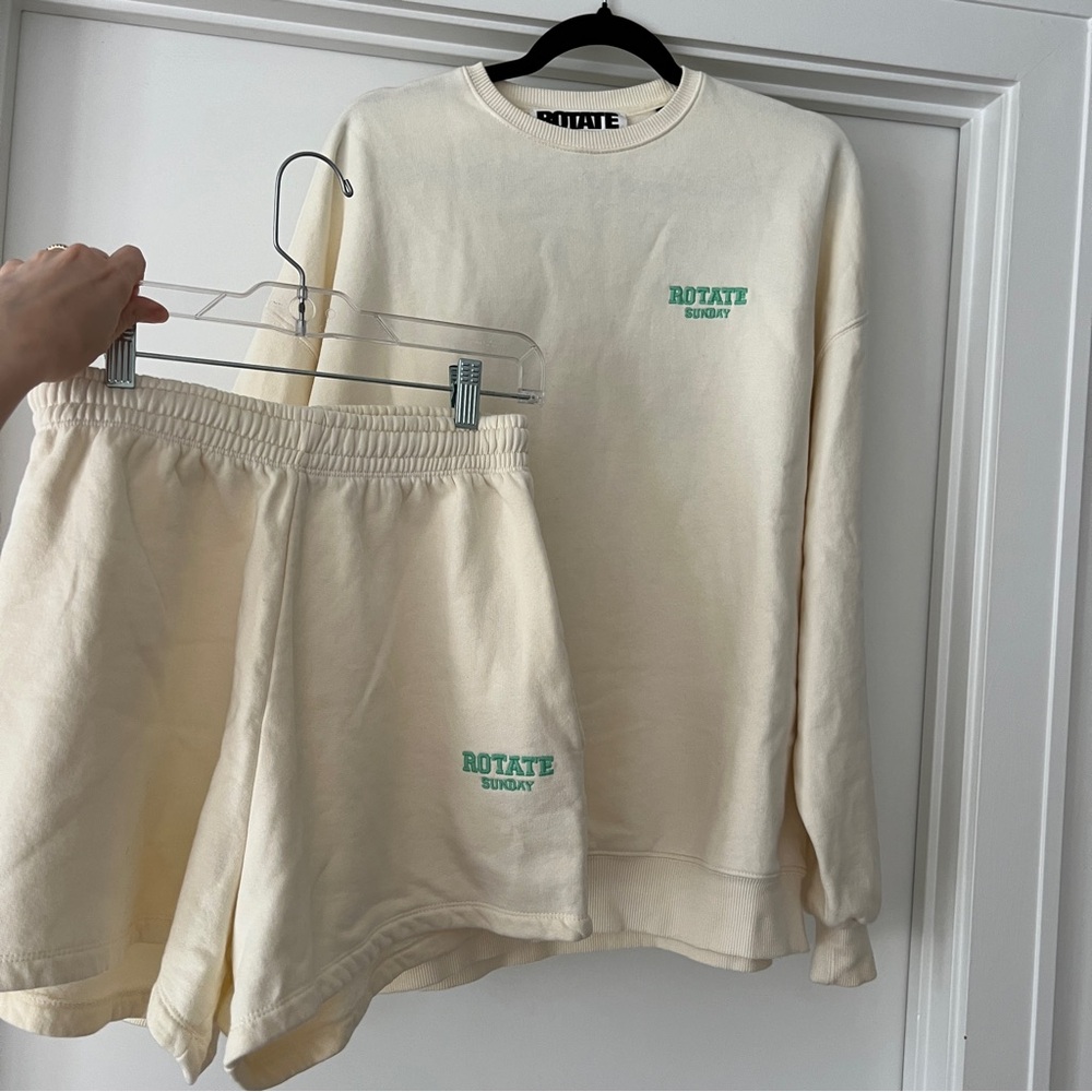 ROTATE Birger Christensen - Ivory Sweatshirt and Shorts - Size XS